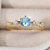 Wish European and American Five-claw Sea Blue Diamond Ring Simple Niche Accessories