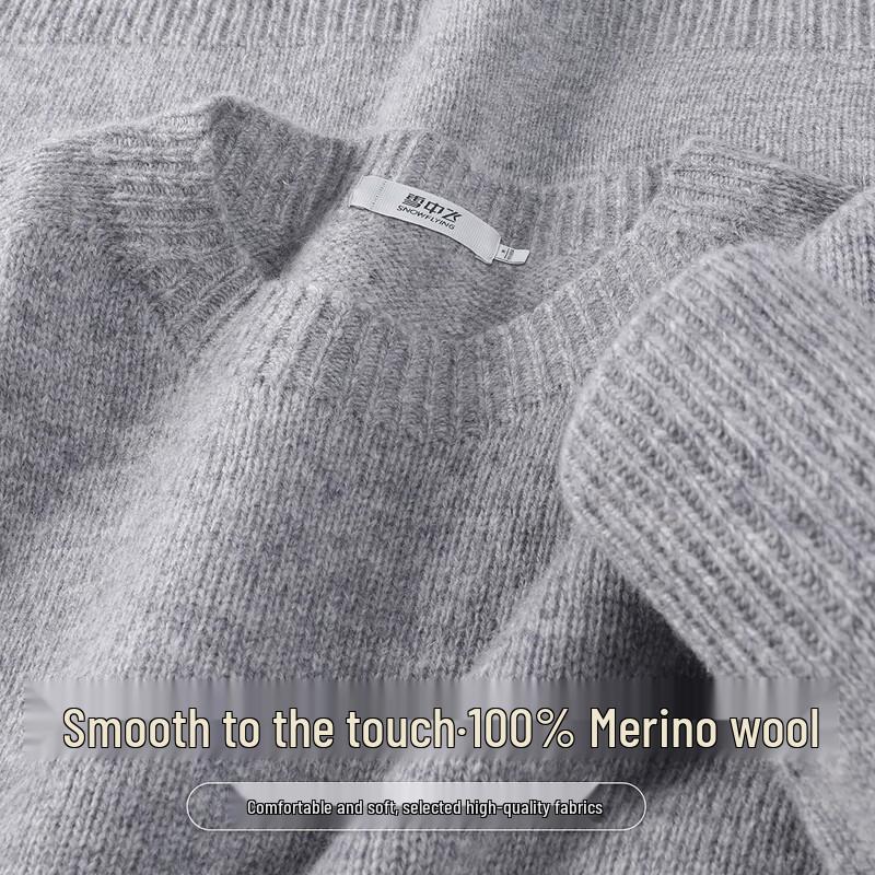 SNOWFLYING Women's 100% Lambswool Crew Neck Sweater