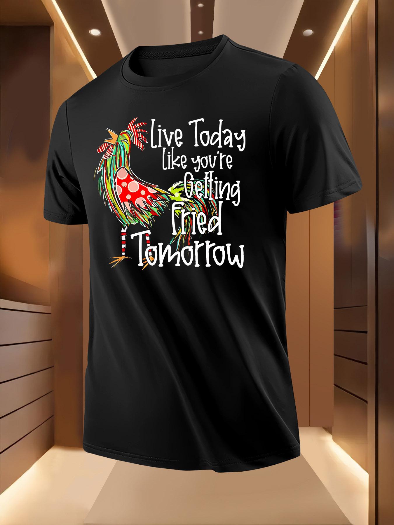 Funny Fried Chicken Graphic Tshirt - Light Grey Tee with ... XXL