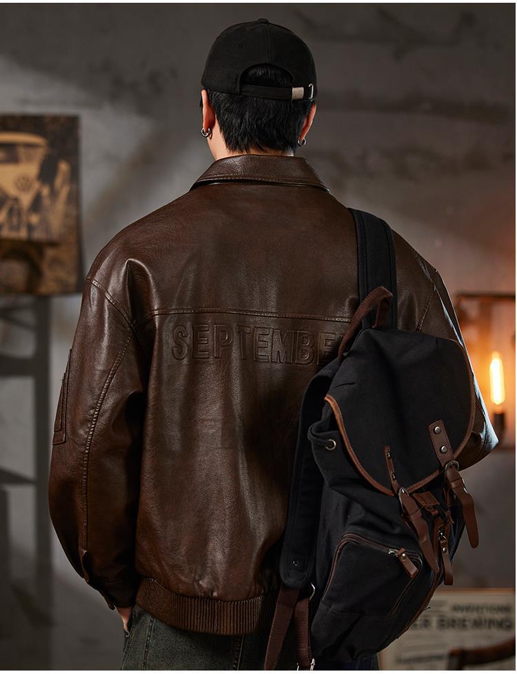 Men's High-End Retro PU Leather Motorcycle Jacket - Autumn Cool, Loose Lapel Coat