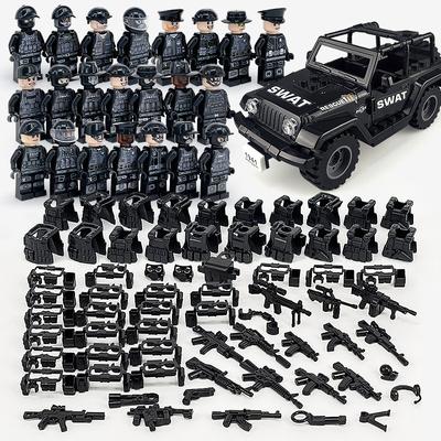 Siyah Jeep Özel Polis Askeri Bebek Küçük Parçacık Bebek Modeli çocuk Yapı Taşları Oyuncak