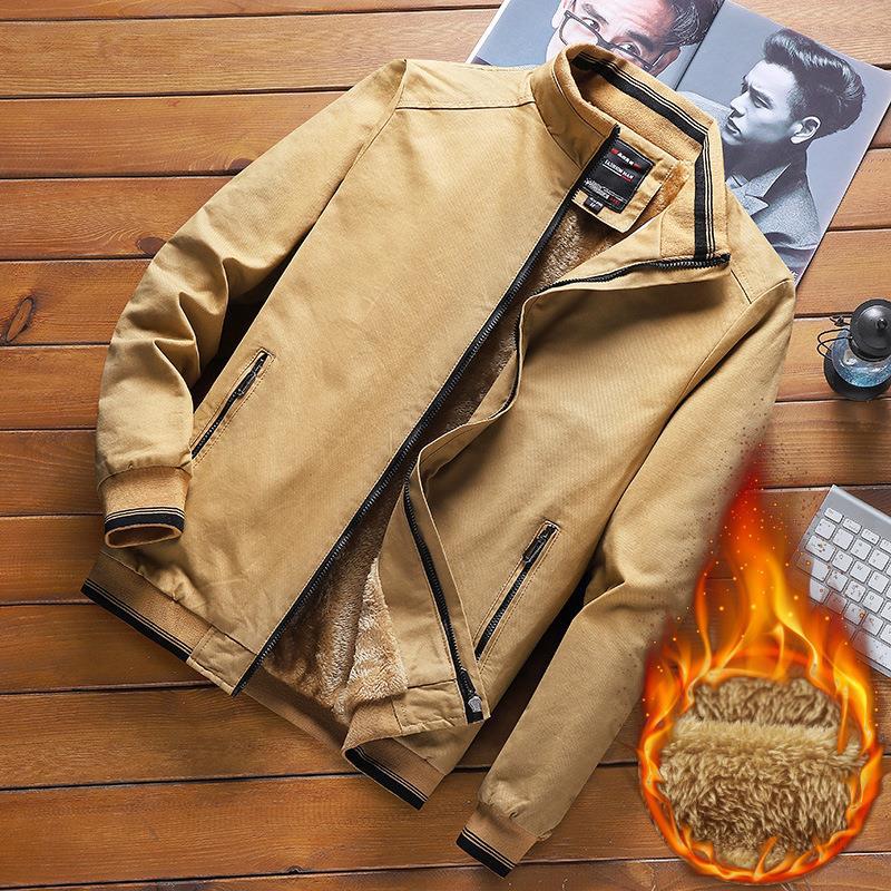 Giacca Casual in Pile da Uomo Invernale Lavata Cotone Top Primavera e Autunno Giacca Ispessita Abbigliamento da Uomo