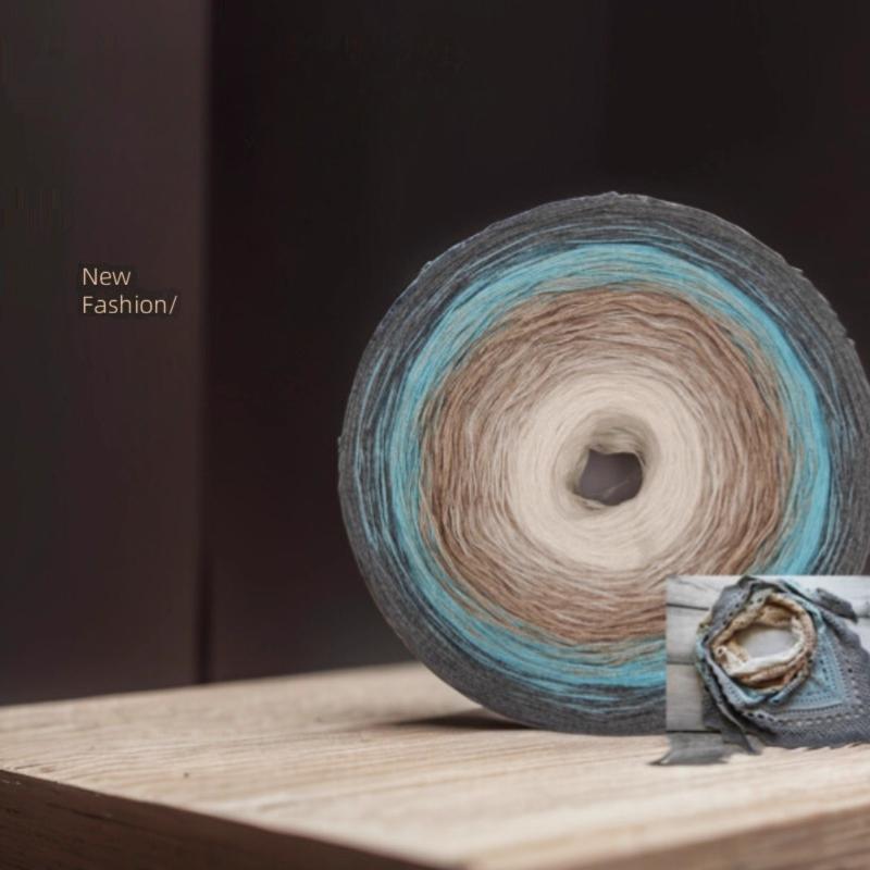 300g Mercerized Cotton Yarn Gradient Color Long Section Dyed Hand Wound Mixed Strand Cake Thread DIY Hand Knitted Shawl Scarf