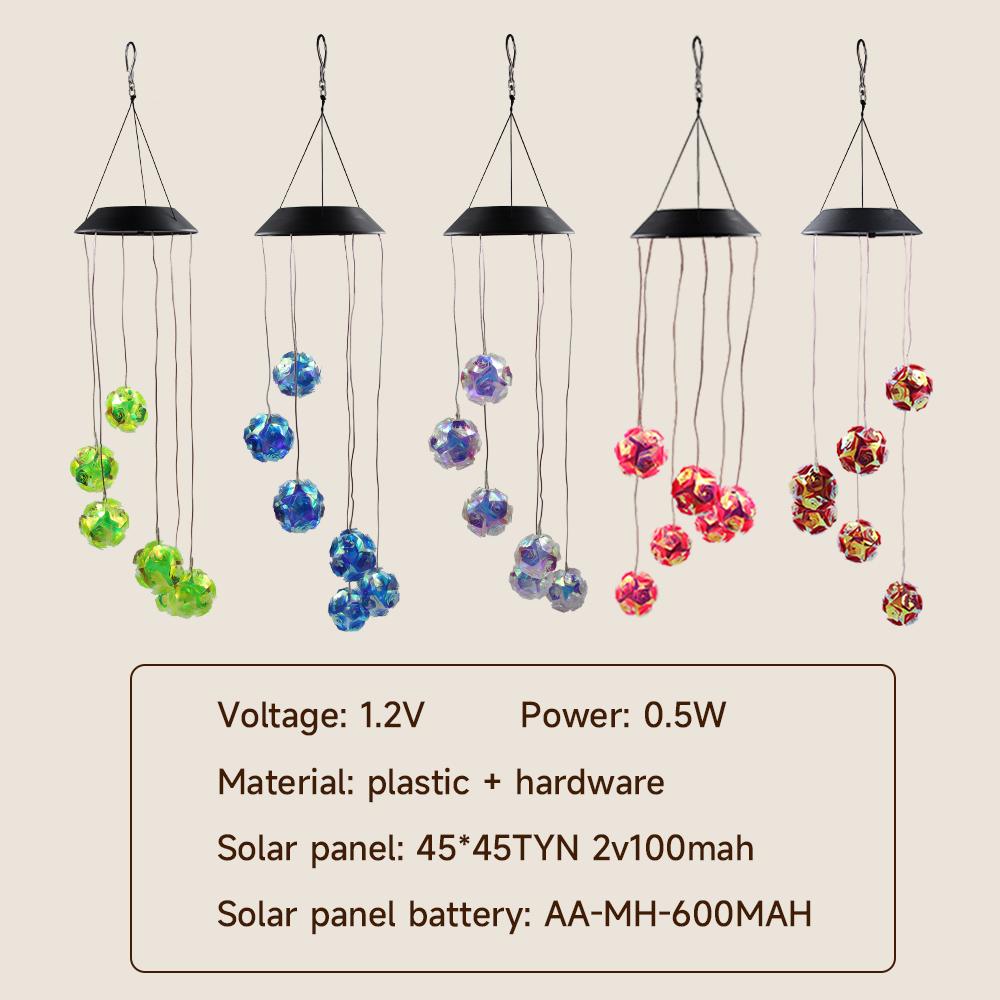 Solar Wind Chime Light Landscape Courtyard Light Rose Chandelier Solar Light LED Waterproof Color Gradient Garden Decoration