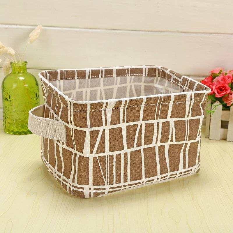Fabric Cotton Linen Storage Small Square Box Desktop Debris Storage Basket Storage and Sorting Portable Storage Basket Storage Basket