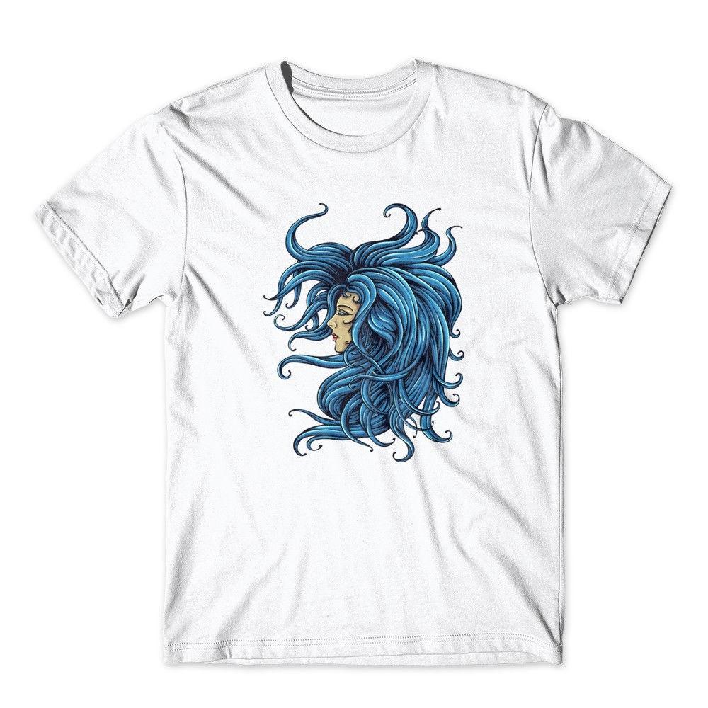 Lady in the Blue T-Shirt. 100% Cotton Premium Graphic Tee New