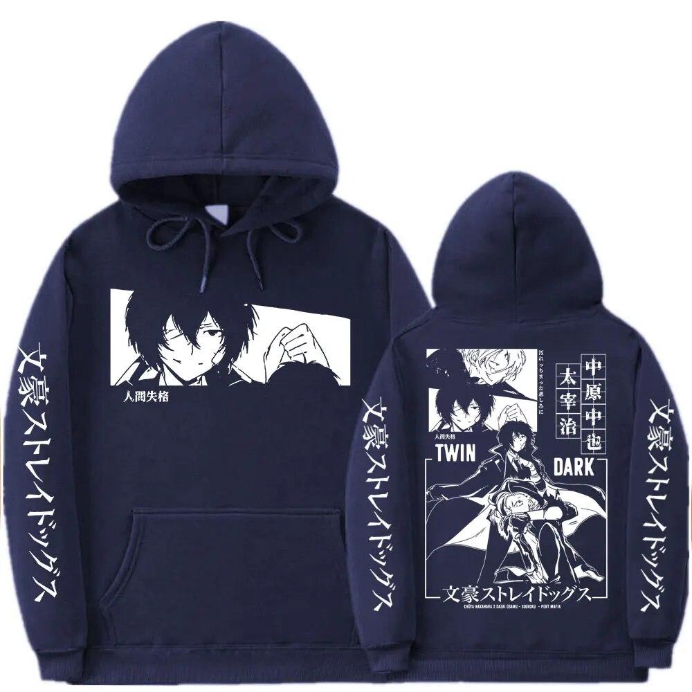 Anime Long Sleeve Unisex Women Sweatshirt Unisex Streetwear Bungo Stray Dogs Dazai Osamu Nakahara Chuuya Hoodie Unisexs Graphic Hoodies