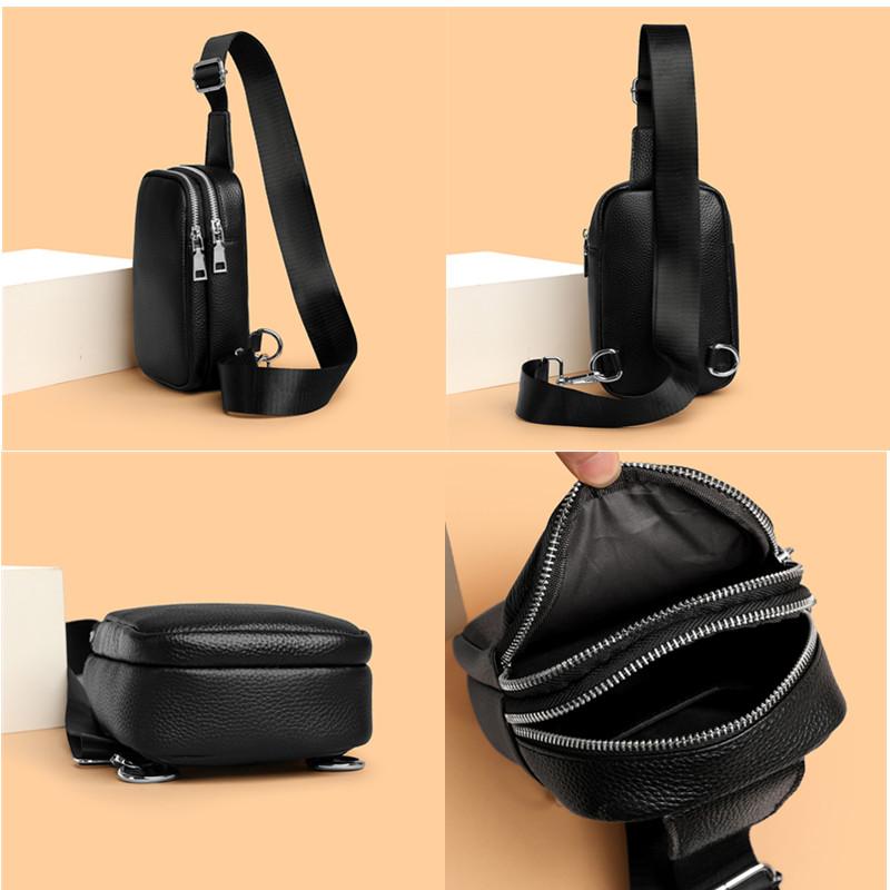Luxury Genuine Leather Women's Chest Pack Shoulder Bag Fashion Messenger Sling Bag Brand Leisure Travel Bags Crossbody Unisex