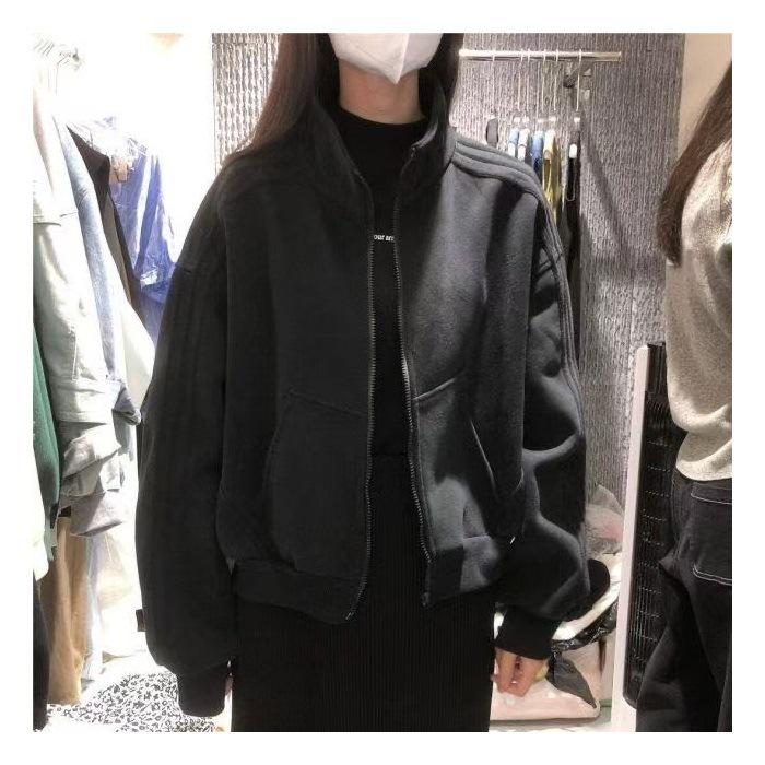 Women's Loose Fit Cotton Hoodie Jacket - Spring/Autumn 2025, Korean Harajuku Style, Trendy Cardigan Top