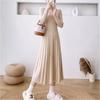 Women's Knitted Long Sleeve Slim Fit Pleated Sweater Dress for Fall & Winter
