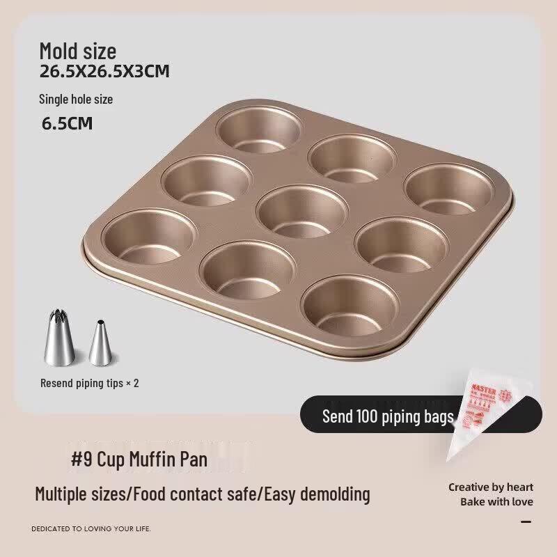 Qiwei 12-Cup Non-Stick Carbon Steel Muffin & Egg Cake Pan