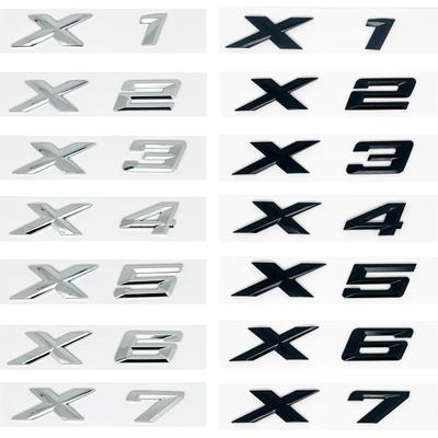For X1 X2 X3 X4 X5 X6 X7 GT Logo Emblem Rear Trunk Badge 3D ABS Chrome Black Car Sticker Decals