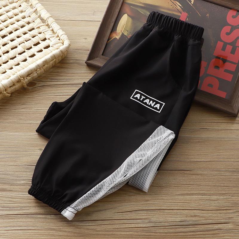 

Summer Quick Drying Pants, Mesh Breathable Sports Pants for Boys and Girls, Korean Version, Fashionable Loose Pants for Children, Mosquito Proof Pants 90 чёрный