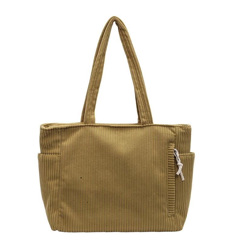 Today's popular retro corduroy shoulder bag fashionable large-capacity student class bag women's simple solid color tote bag