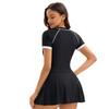 New skirt one-piece triangular swimsuit women's short-sleeved conservative sunscreen sports swimsuit wholesale