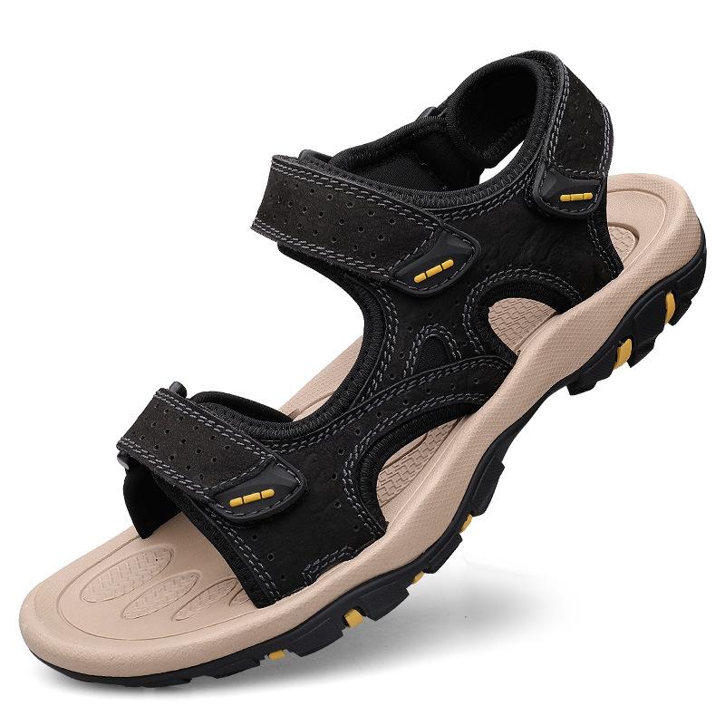 

Повседневные сандалии из коровьей замши, лето, новая уличная пляжная обувь, внешнеторговый большой размер, шлифованные наклейки, модная мужская обувь 38