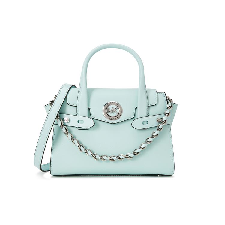 

New MICHAEL KORS Carmen Cow Leather Shoulder Bag, Crossbody Bag, Handbag Mini Women s Light Blue Green 30H0SNMM0L-432 24.9*9.9*16.0CM