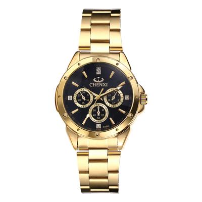 Women's Watch with Round Dial, Rainproof, Large Dial, Triple Lens, Stainless Steel, Bar Index, Quartz Movement, Adjustable, Black Dial, Perfect Gift