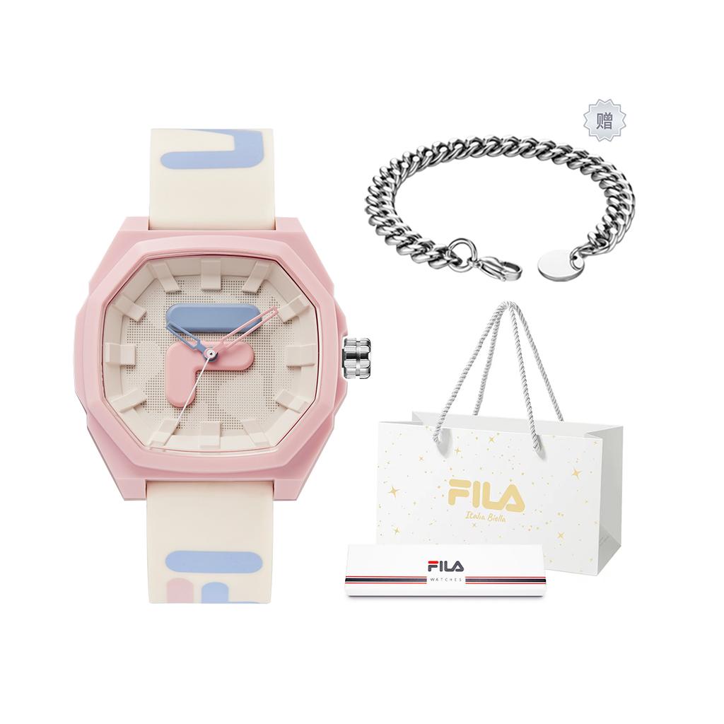 FILA Quartz Watch Silicone Strap 45mm Beige Dial 30m Water Resistant Women watches 6105