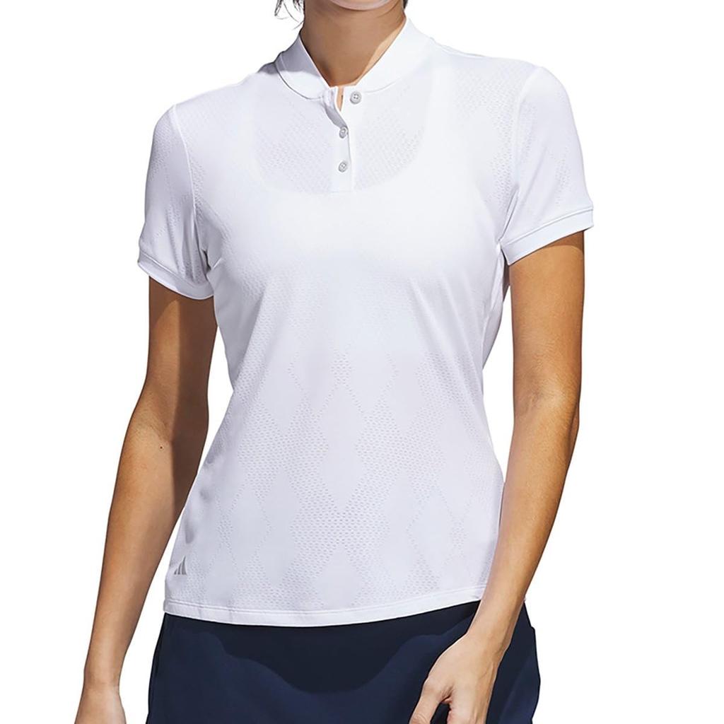 Adidas Golf Mesh Argyle Short Sleeve Golf White Women's Shirt,
