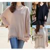 Autumn and winter European and American popular pullover sweater solid color loose top one-neck knitted sweater