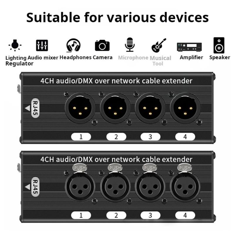 Professional 4 Port XLR Over Ethernet Converter For Noise Less Auditory Transmission Auditory Extender