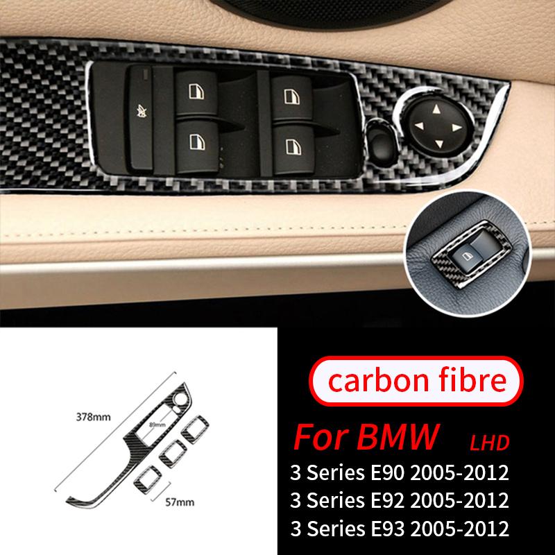 For BMW E90 E92 E93 3 Series 2005-2012 2PCS Interior Accessories Real Carbon Fiber Car Center Console CD AC Panel Cover