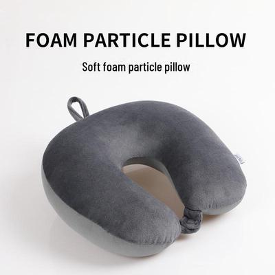 U-Shaped Solid Color Neck Pillow: Portable Foam Particle Travel Pillow for Office, Car, and Airplane Use