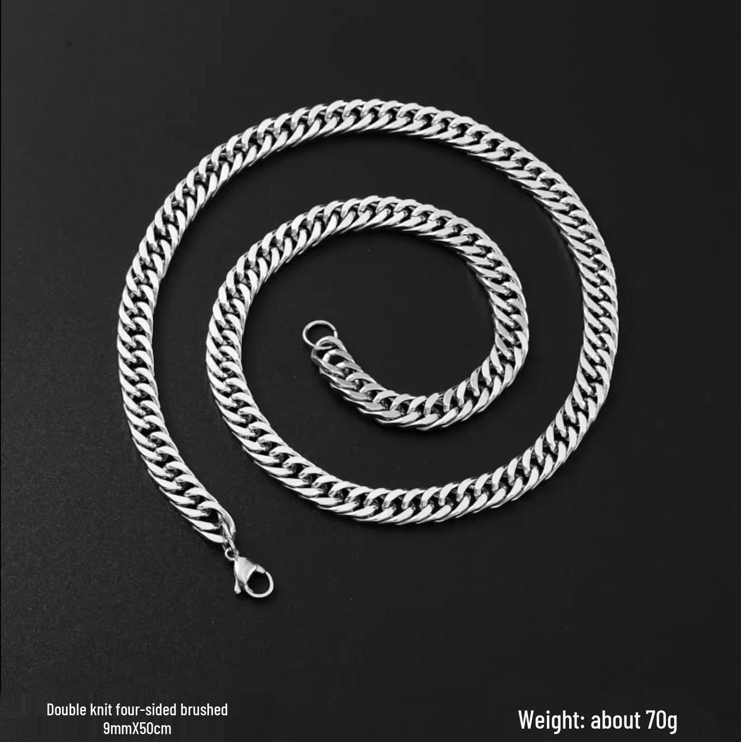Cuban Cowboy Titanium Steel Double Buckle Polished Necklace