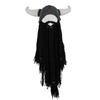 Hand Weave Bearded Funny Caps Funny Tricky Big Beard Mask Hat Viking Horn Hat  Costume Accessory