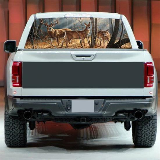 Rear Window Graphic Decal Forest Animals Deer Family for Truck Suv Jeep 135x36cm