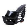 Fashion New 2024 Summer Fashion Slippers Wristband Metal Decorative Waterproof Platform Shaped Heel Super High Heel Korean Versatile