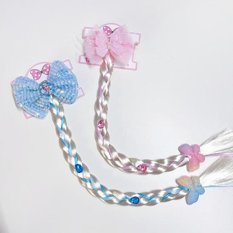 Kids' Cute Starfish Pearl Bow Braid Mesh Wig Ponytail