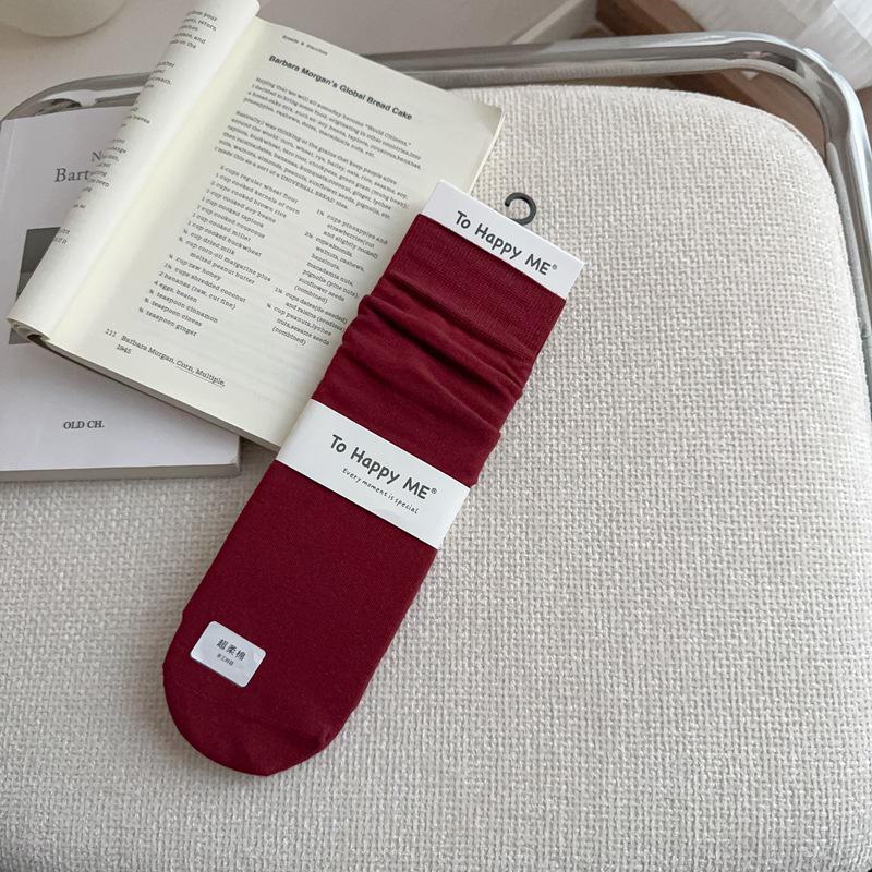 Ankola 2024 Autumn Japanese Women's Striped Combed Cotton Mid-Tube Boneless Stacked Socks