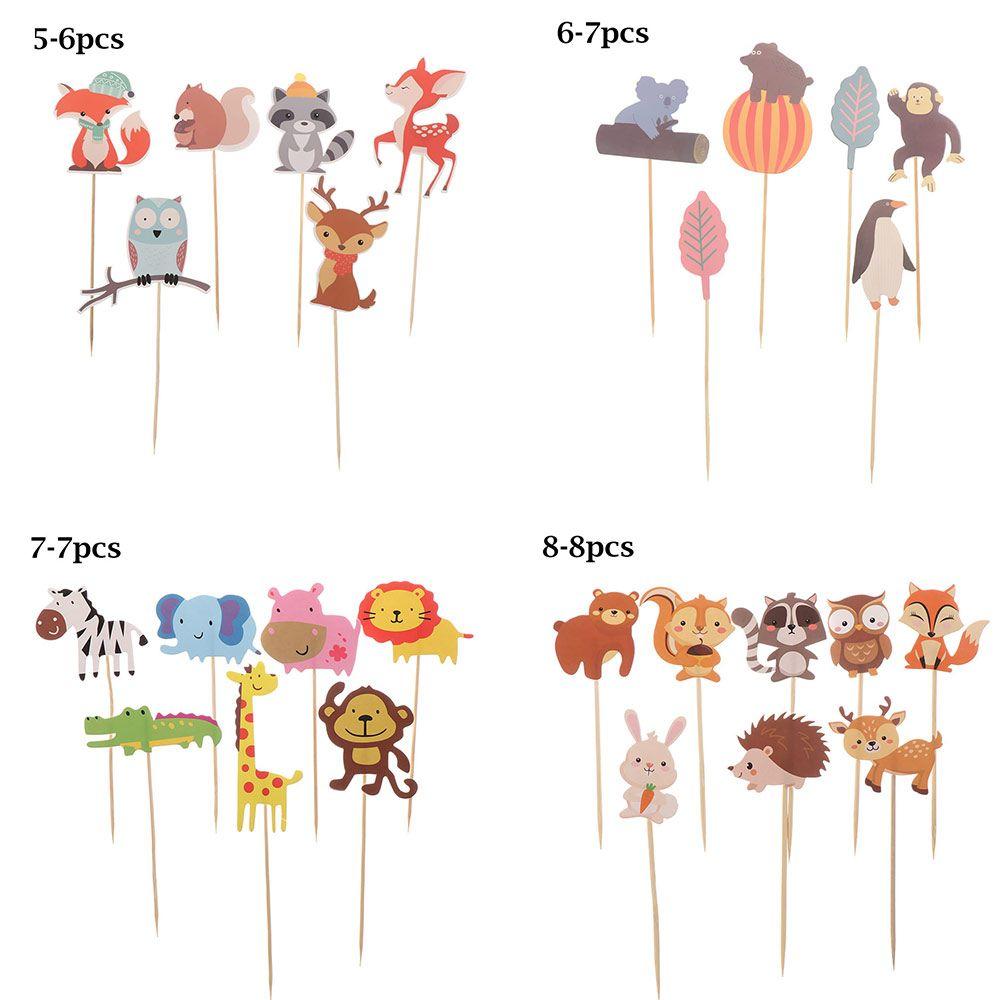 Decorations Jungle Animal Model  Birthday Party Cake Toppers Forest Animal Shape Woodland Creatures Theam Cupcake Topper