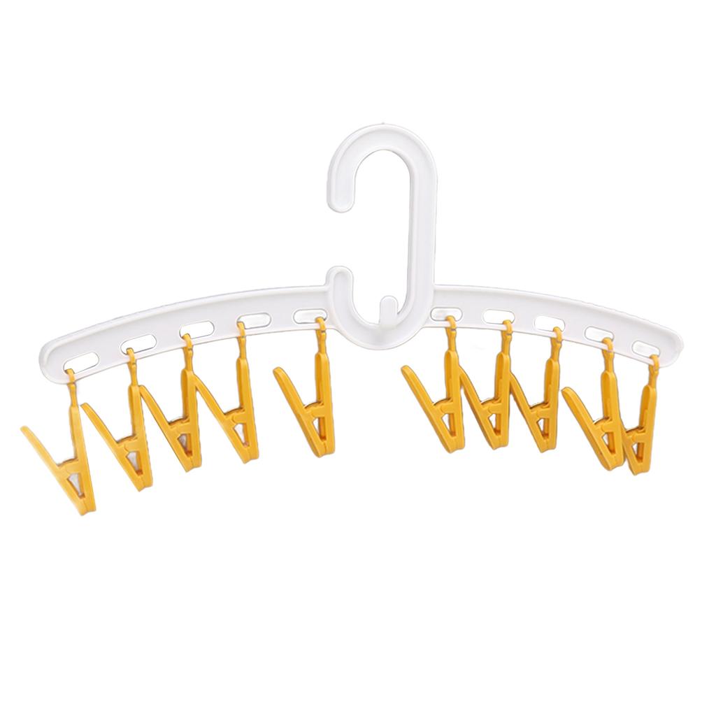 Plastic Sock Clips Drying Rack Straight Rod for Clothes Travel Portable Supplies White and Yellow