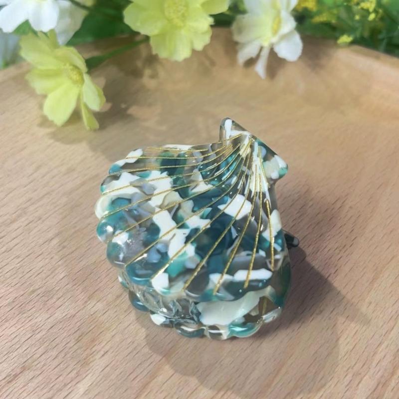 1 Pcs Vintage Style Women Plate Hair Clips Shell Shape Simple Multi-color Acetate Grab Clips
