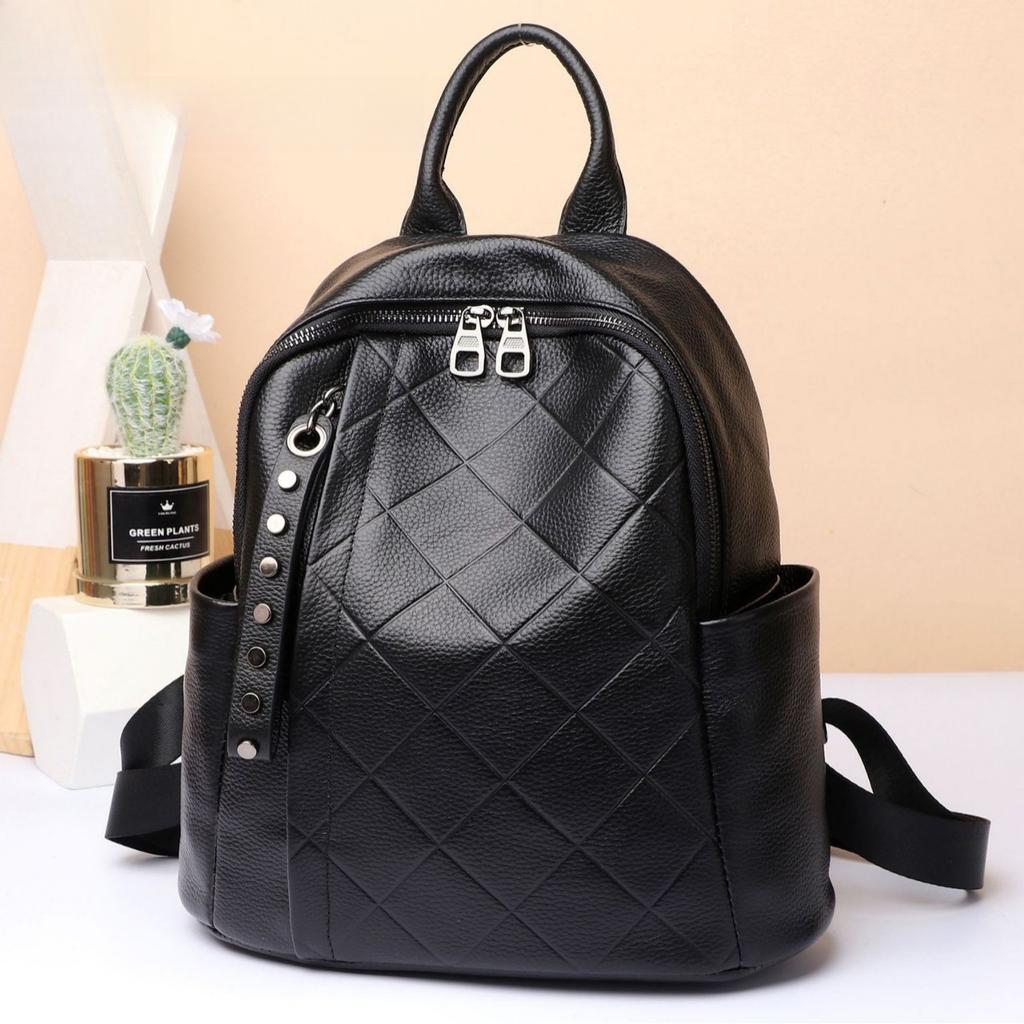 Cowhide Women's Backpack, Fashion Travel Bag, Diamond Women's Bag, Travel Duffel Bag