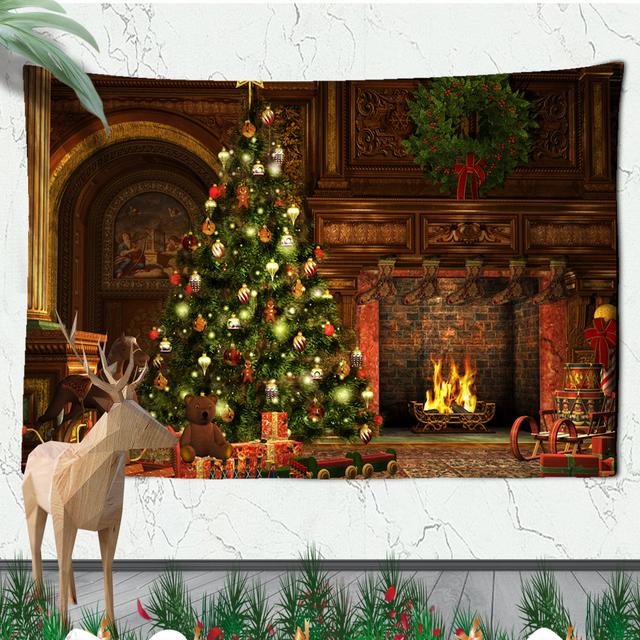 Christmas Atmosphere Tapestry Celebrate Festival Christmas Tree Living Room Home Wall Background Hanging Decorative Tapestry