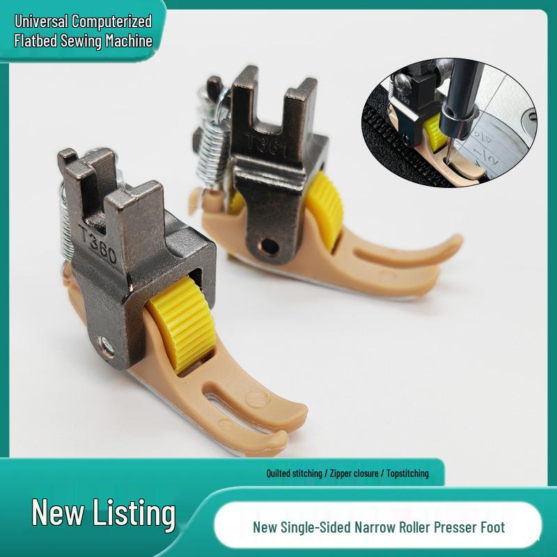Industrial Teflon Zipper Roller Foot for Computerized Flatbed Sewing Machines T360/T361