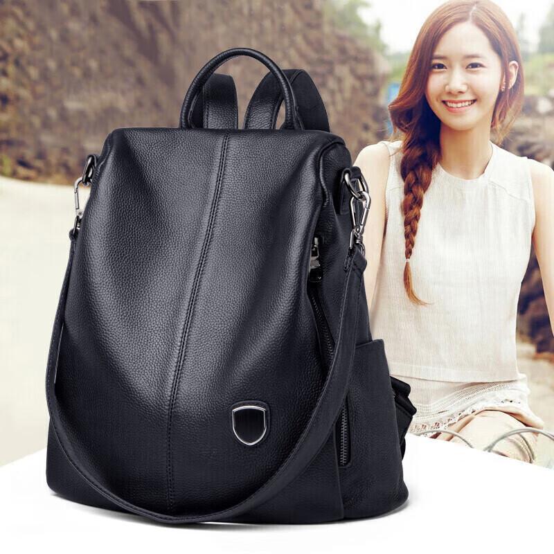 ZOOLER Travel Backpack, Top-Grain Leather, Casual Backpack, Black, Small Size