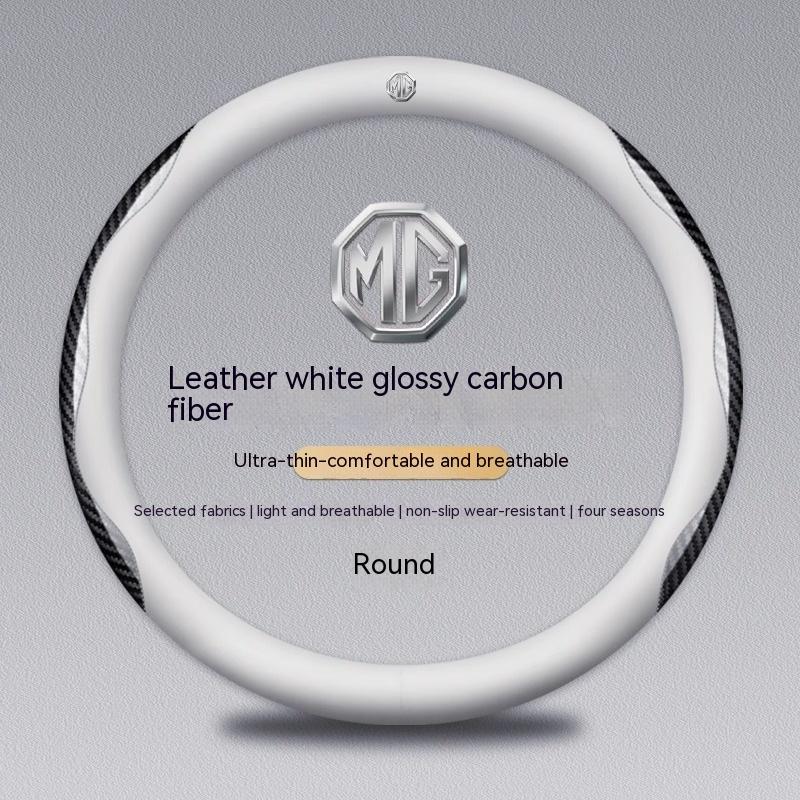 For MG ZS E-HS EV MG3 MG5 MG6 Trophy MG7 EZS 3SW Cyberster Carbon fiber Leather Car Steering Wheel Cover Anti-slip Breathable wue1