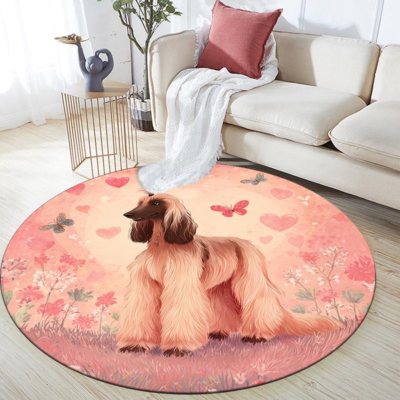 Afghan Hound Pattern Round rug,Carpet Rug for Living Room Bedroom Playroom ,Non-slip Floor Mat,Holiday Gifts and Birthday Gifts.