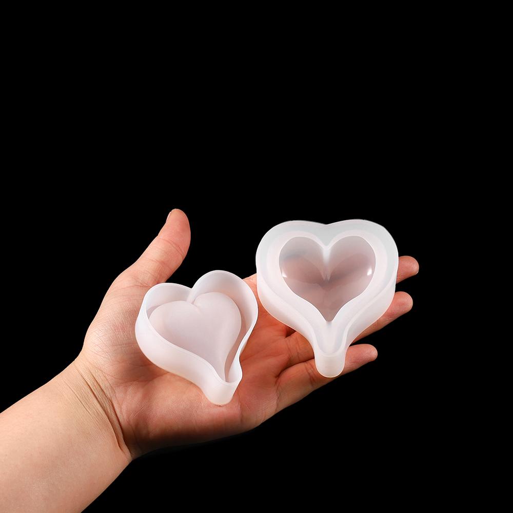 1PCS 3D Heart Shape Silicone Mold Resin Epoxy Keychain Pendants Mould Soap Candle Molds For DIY Jewelry Making Findings