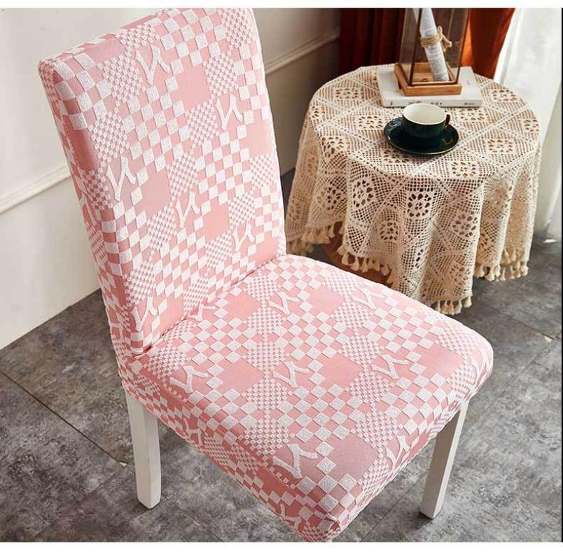 

Thickened Elastic Chair Cover Plaid Pattern Breathable Non-Slip Decorative Seat Cover Universal Living Dining Room Chair Cover 1 pc розовый