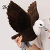 Educational Science Gift for Kids Realistic Plush Bald Eagle Doll, Stuffed Animal Toy with Foldable Lifelike Figure Wings, Bird Plushie Home Decor And