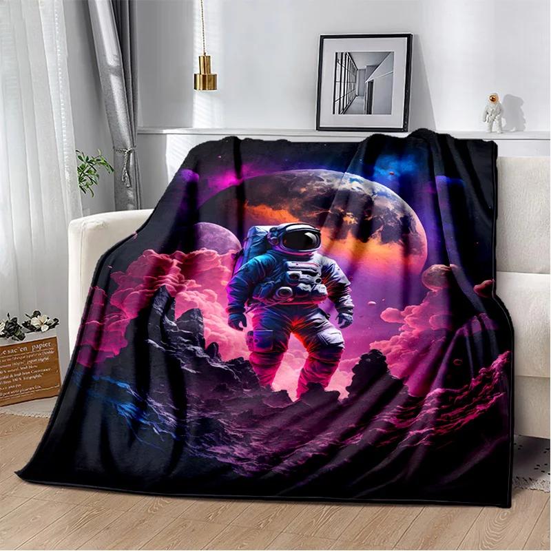 Astronaut Universe Spaceman 3D Outer Space Cartoon Blanket,Soft Throw Blanket for Home Bedroom Bed Sofa Office Cover Blanket Kid