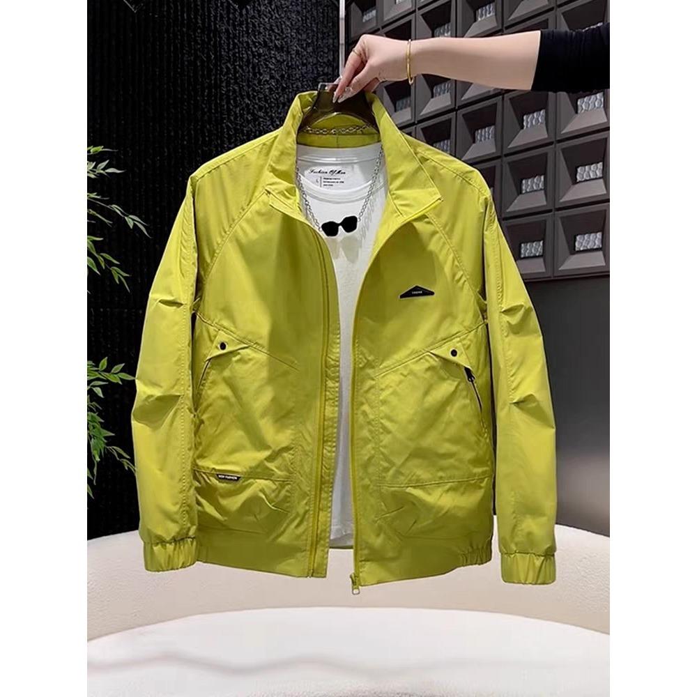 Men's Casual Stand Collar Windbreaker Jacket – Versatile American Style, Perfect for Spring, Summer & Autumn.