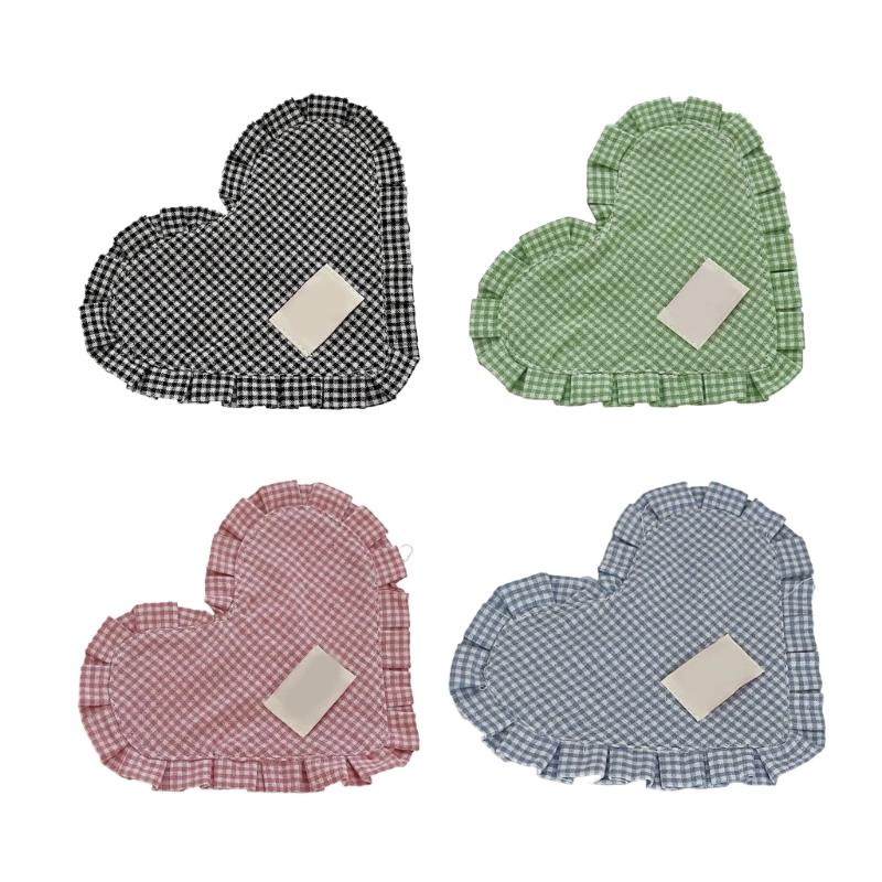 Meal Mat Heart Shape Checked Cotton Placemat Heat Insulation Pad For Family Living Room Meals Mat