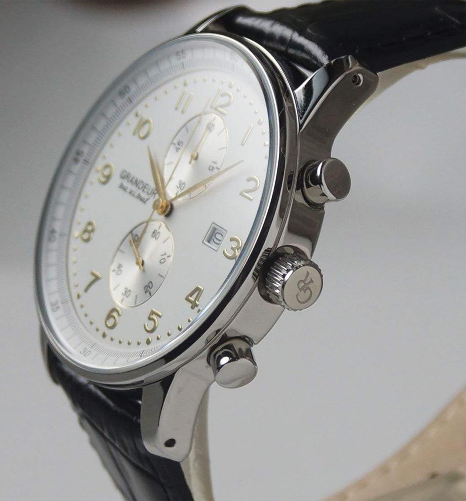 Grandeur 10 ATM Water Resistant Leather Chronograph Watch OSC051W5 White x Leather [GRANDEUR] Men's White/Black